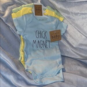 Rae Dunn Set o/3 “Onesies” - “ 3-6 months